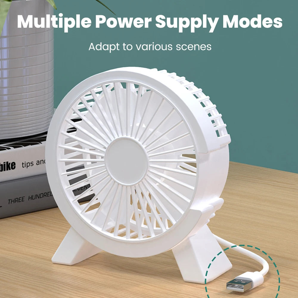 Ventilateur de Bureau USB Rechargeable — Puissant & Silencieux