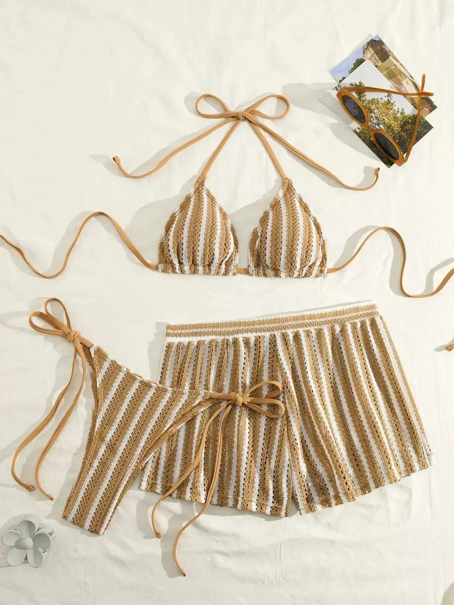 Bikini 3 Pièces Femme | Mesh & Lacets Col V Tendance 2026
