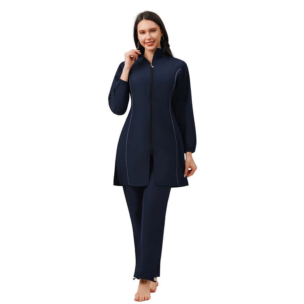 Burkini Femme 3 Pièces | Maillot de Bain Couvrant Manches Longues