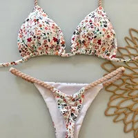 Bikini 3 Pièces Femme | Mesh & Lacets Col V Tendance 2026