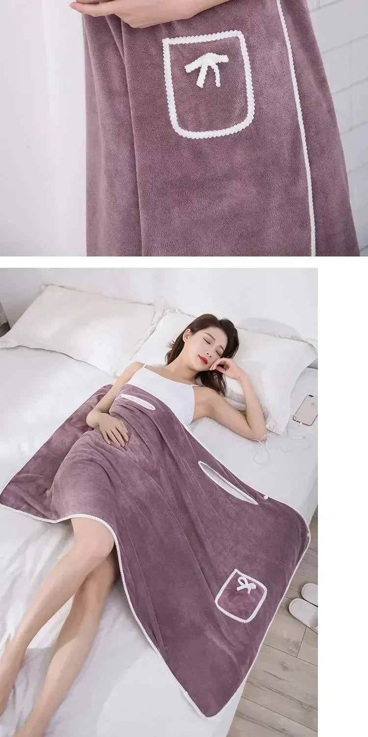 Serviette de Bain Portée Femme | Peignoir Plage & Spa 90x130 cm