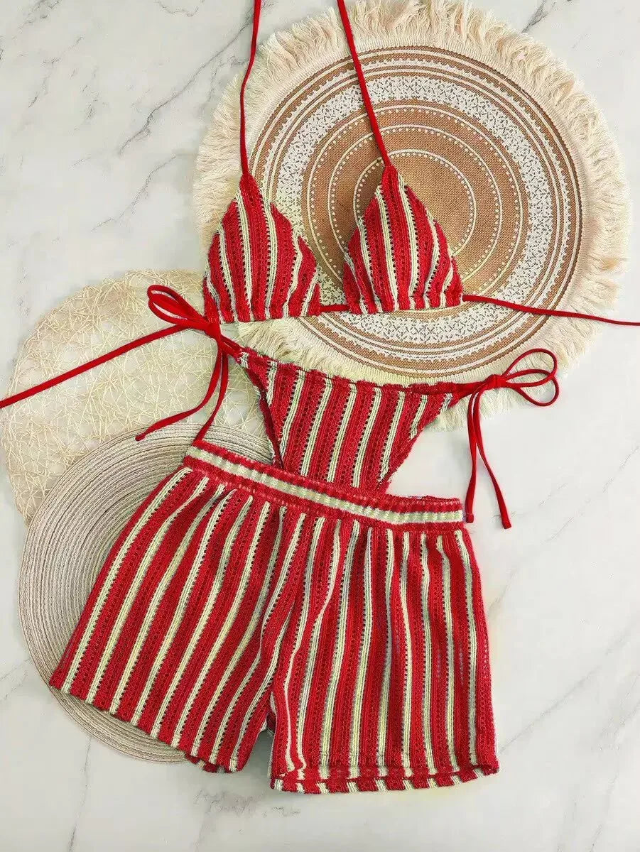 Bikini 3 Pièces Femme | Mesh & Lacets Col V Tendance 2026