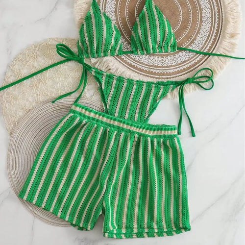 Bikini 3 Pièces Femme | Mesh & Lacets Col V Tendance 2026