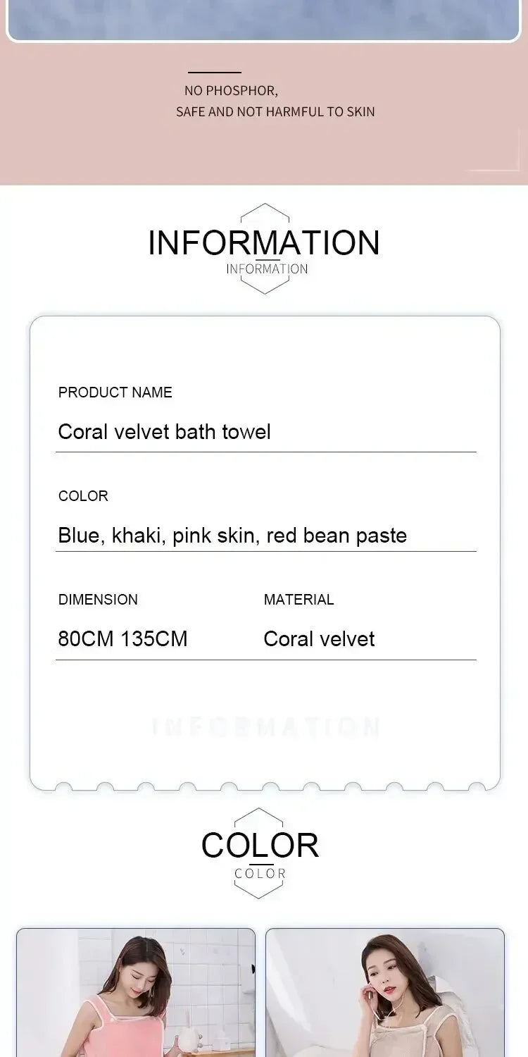 Serviette de Bain Portée Femme | Peignoir Plage & Spa 90x130 cm