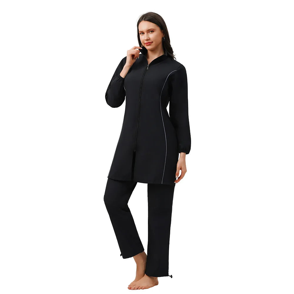 Burkini Femme 3 Pièces | Maillot de Bain Couvrant Manches Longues