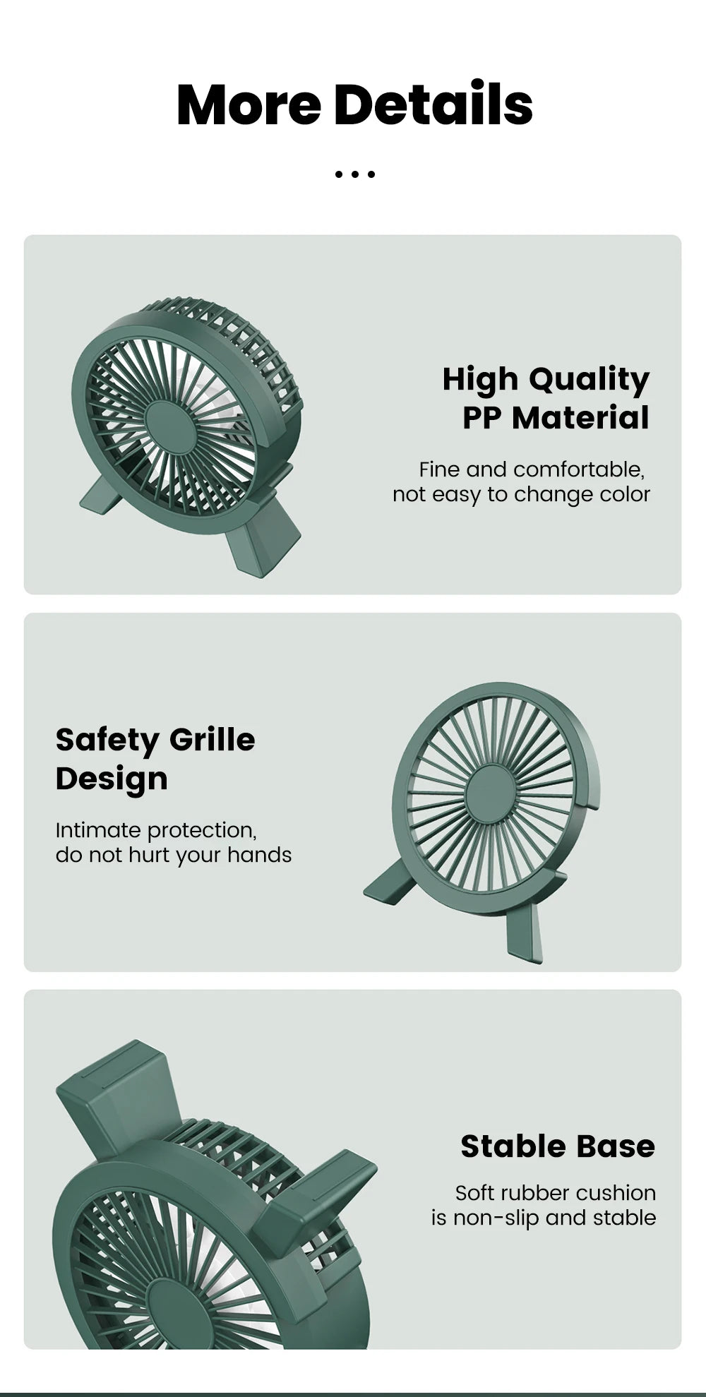 Ventilateur de Bureau USB Rechargeable — Puissant & Silencieux
