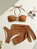 Bikini Bandeau 3 Pièces Femme | Maillot Côtelé Tendance 2026