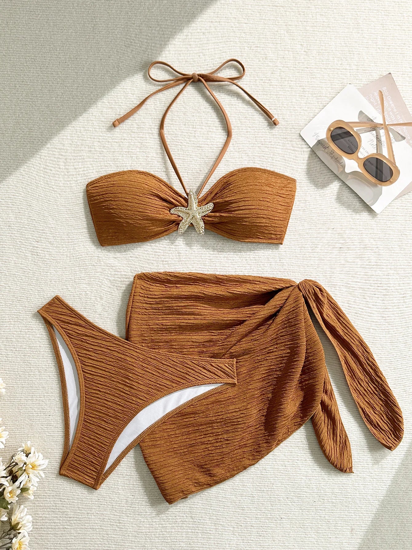 Bikini Bandeau 3 Pièces Femme | Maillot Côtelé Tendance 2026