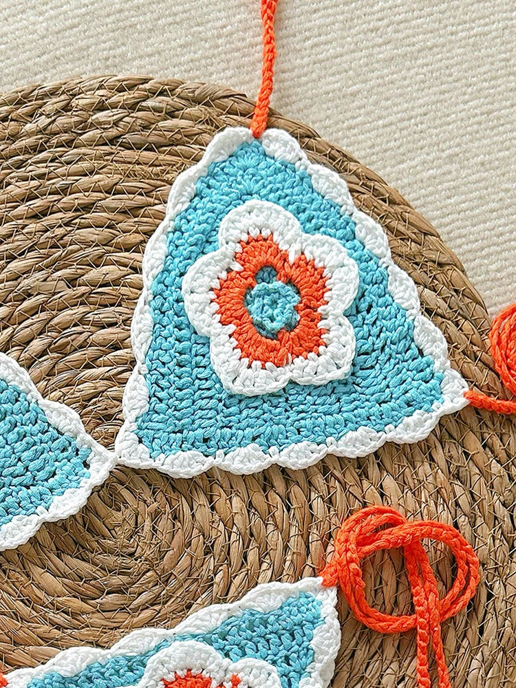Micro Bikini Crochet Fleurs Femme | Bonnets Ajustables Sexy