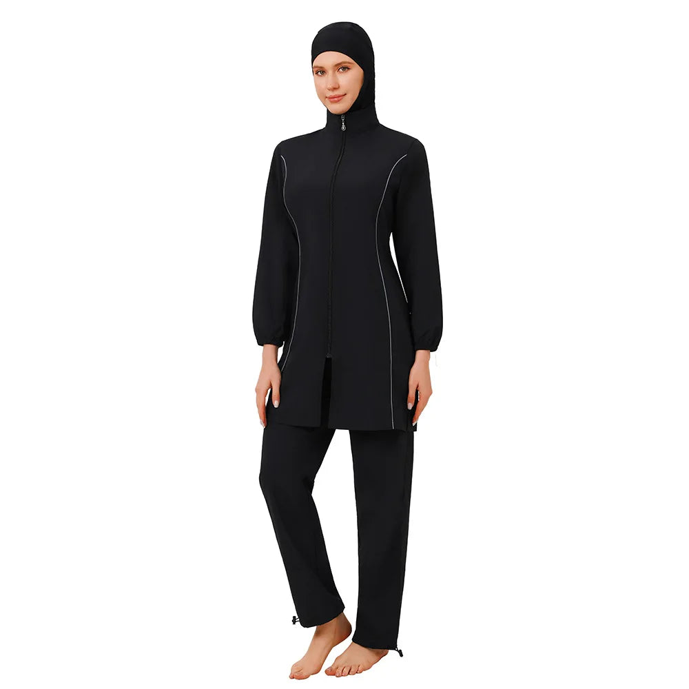 Burkini Femme 3 Pièces | Maillot de Bain Couvrant Manches Longues