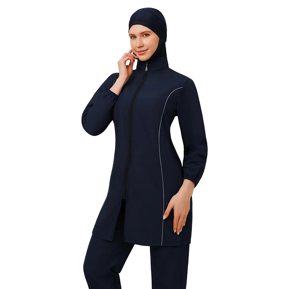 Burkini Femme 3 Pièces | Maillot de Bain Couvrant Manches Longues