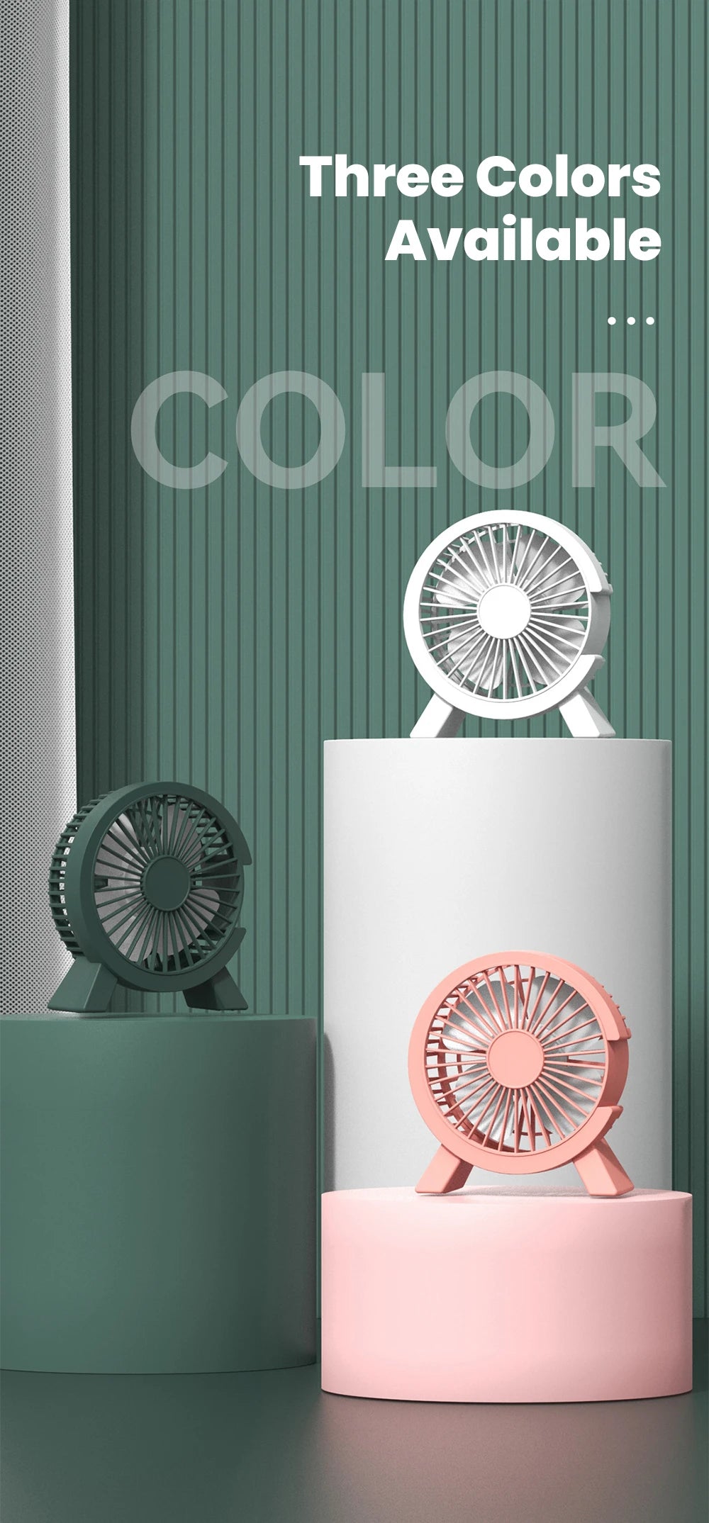 Ventilateur de Bureau USB Rechargeable — Puissant & Silencieux