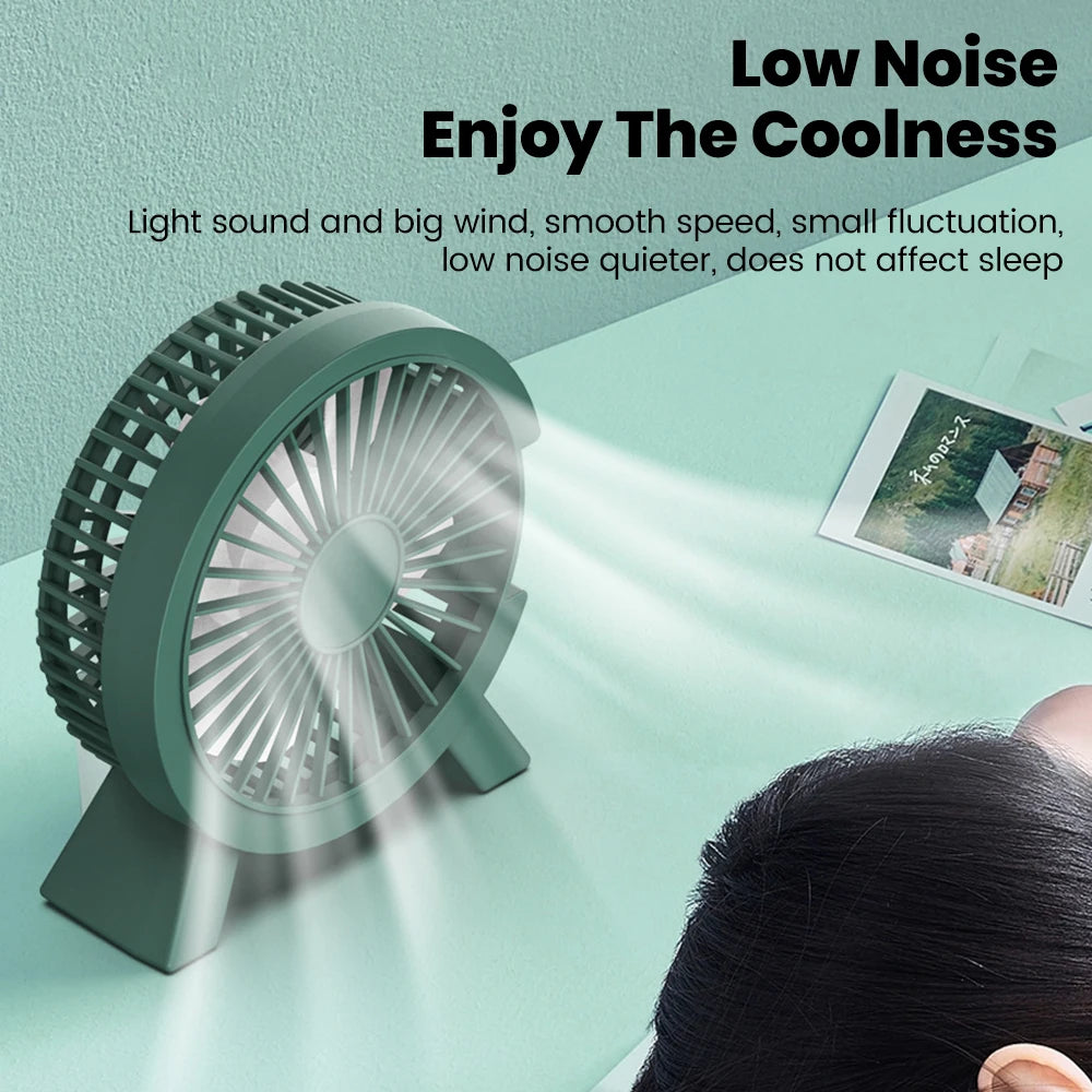 Ventilateur de Bureau USB Rechargeable — Puissant & Silencieux