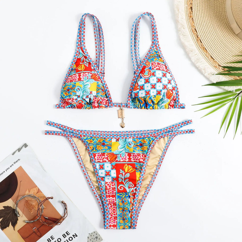 Bikini Imprimé Bohème Femme | 2 Pièces Rembourrage Amovible