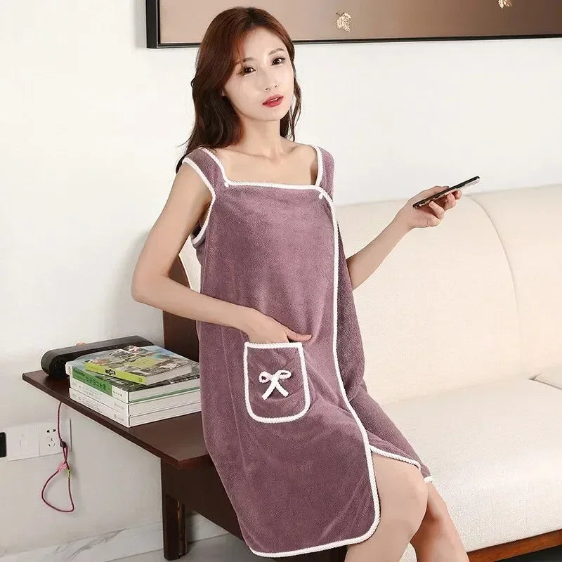 Serviette de Bain Portée Femme | Peignoir Plage & Spa 90x130 cm