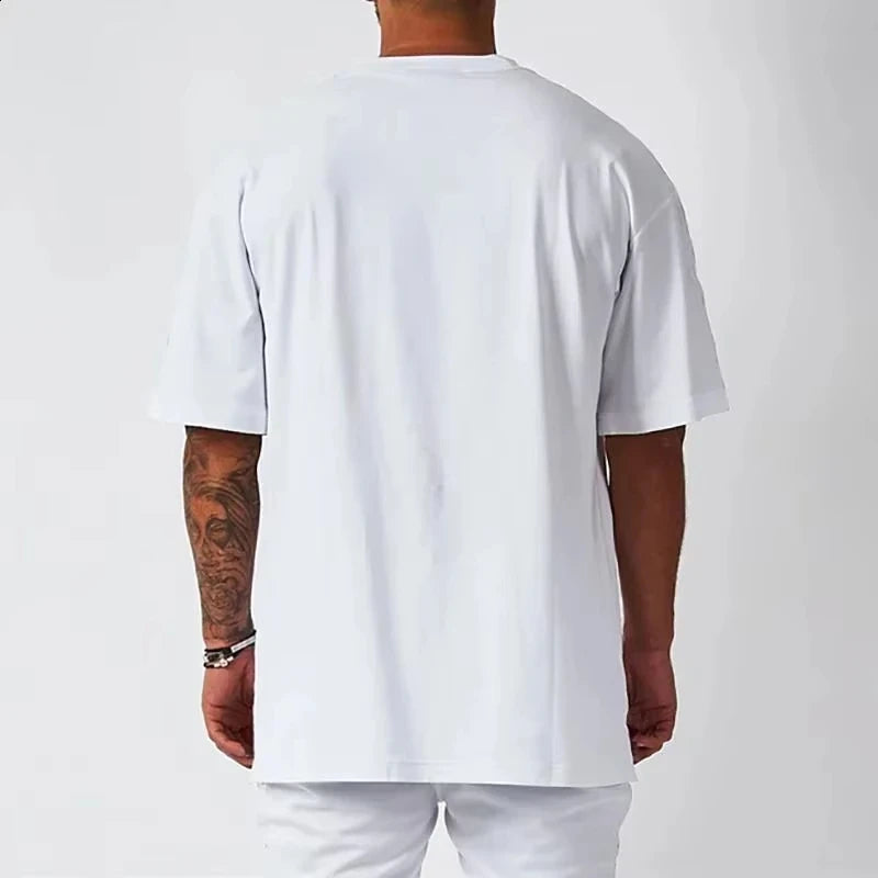 T-shirt Blanc Oversize Unisexe | Coton Uni Rétro Manches Courtes
