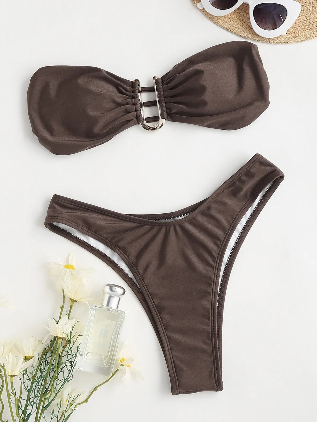 Bikini Taille Haute Femme | Bandeau Push-Up Gainant