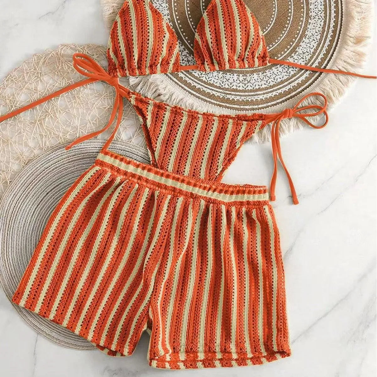 Bikini 3 Pièces Femme | Mesh & Lacets Col V Tendance 2026
