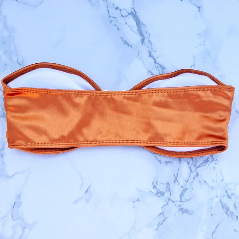 Bikini Taille Haute Femme | Bandeau Push-Up Gainant