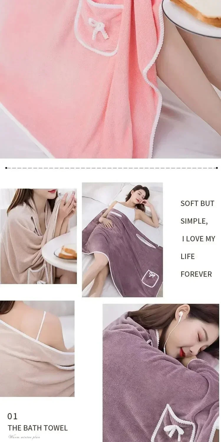 Serviette de Bain Portée Femme | Peignoir Plage & Spa 90x130 cm