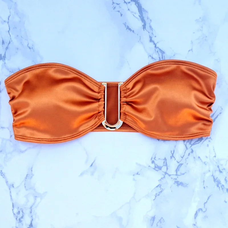 Bikini Taille Haute Femme | Bandeau Push-Up Gainant
