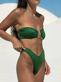Bikini Taille Haute Femme | Bandeau Push-Up Gainant