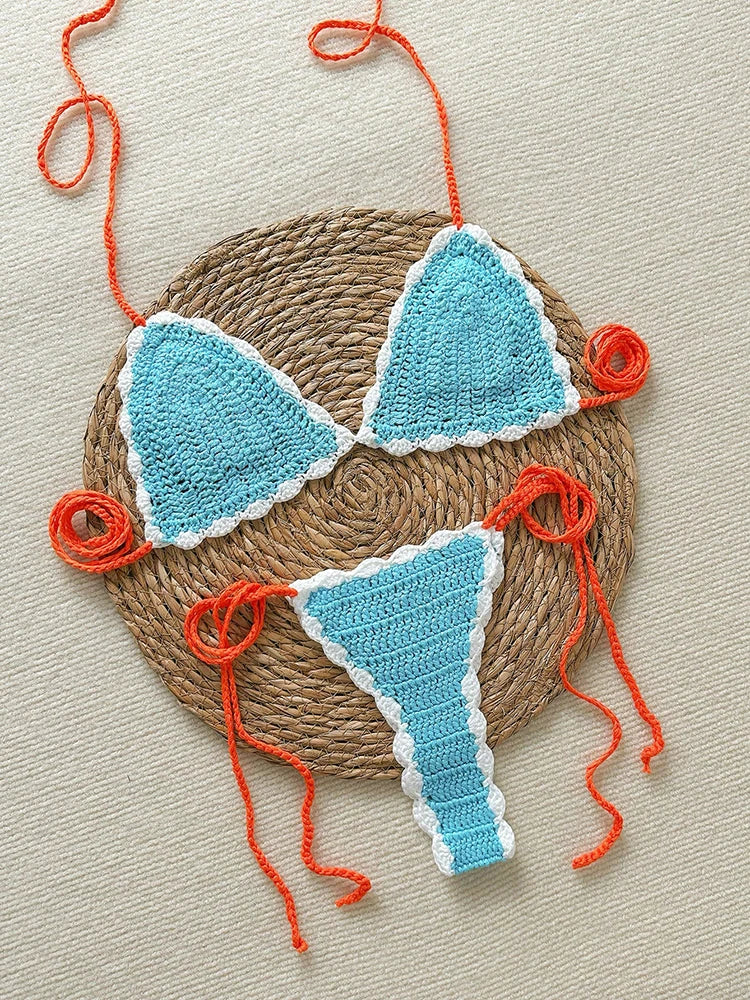 Micro Bikini Crochet Fleurs Femme | Bonnets Ajustables Sexy