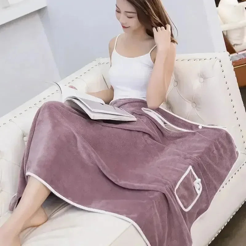 Serviette de Bain Portée Femme | Peignoir Plage & Spa 90x130 cm