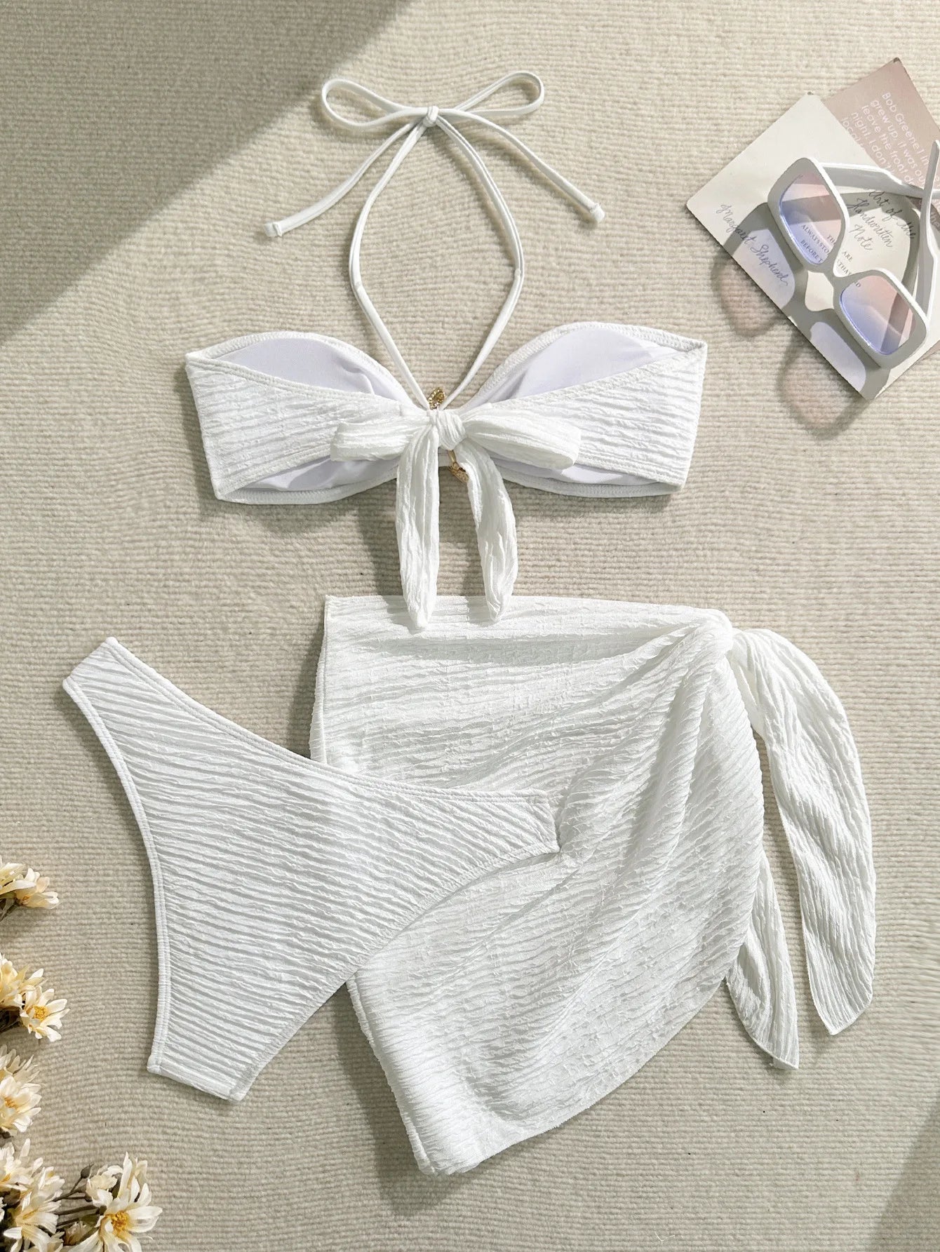 Bikini Bandeau 3 Pièces Femme | Maillot Côtelé Tendance 2026