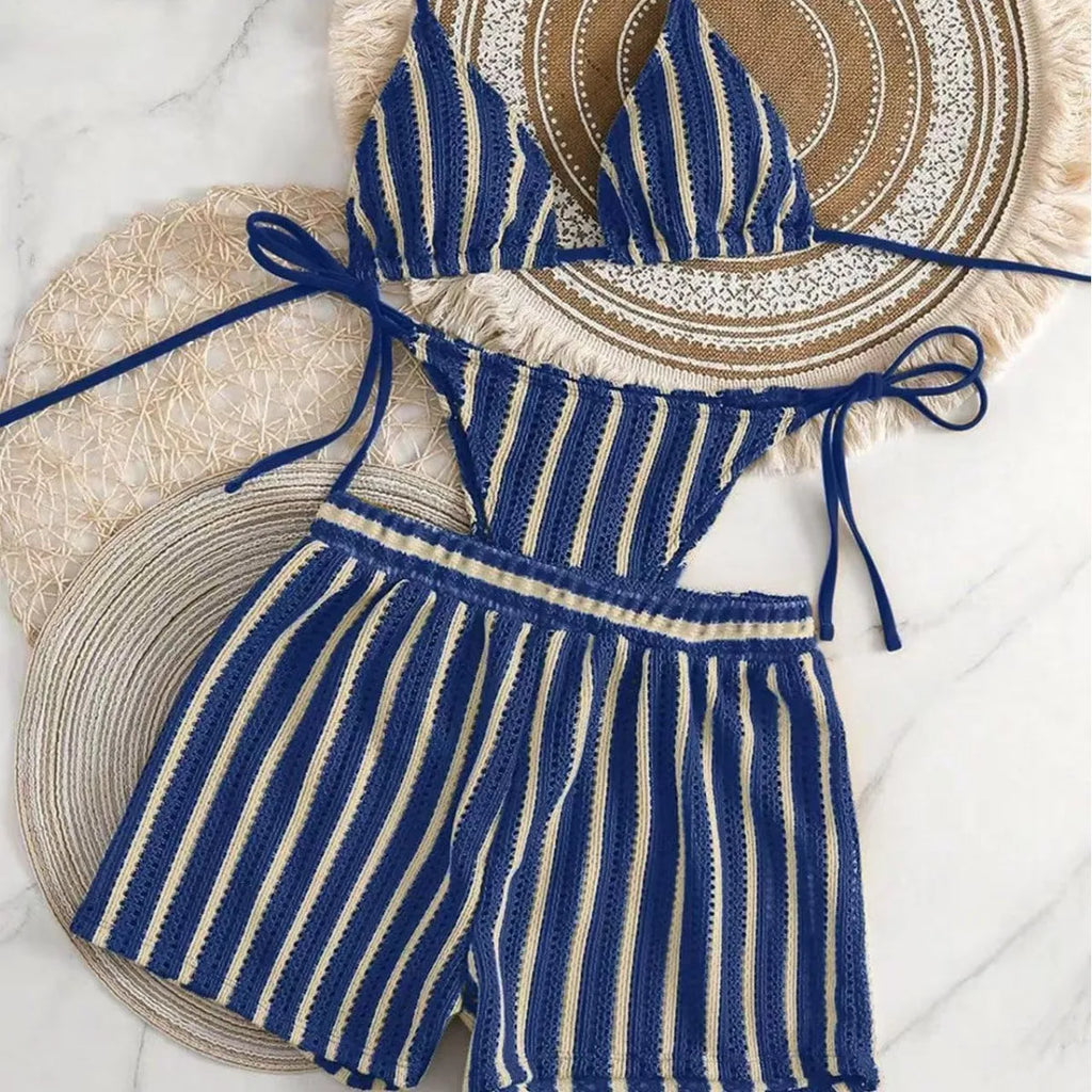 Bikini 3 Pièces Femme | Mesh & Lacets Col V Tendance 2026