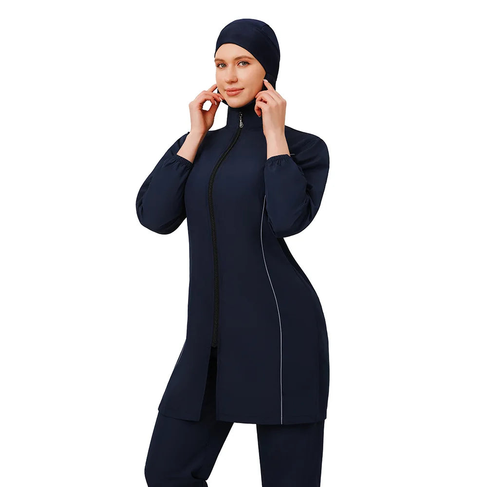 Burkini Femme 3 Pièces | Maillot de Bain Couvrant Manches Longues