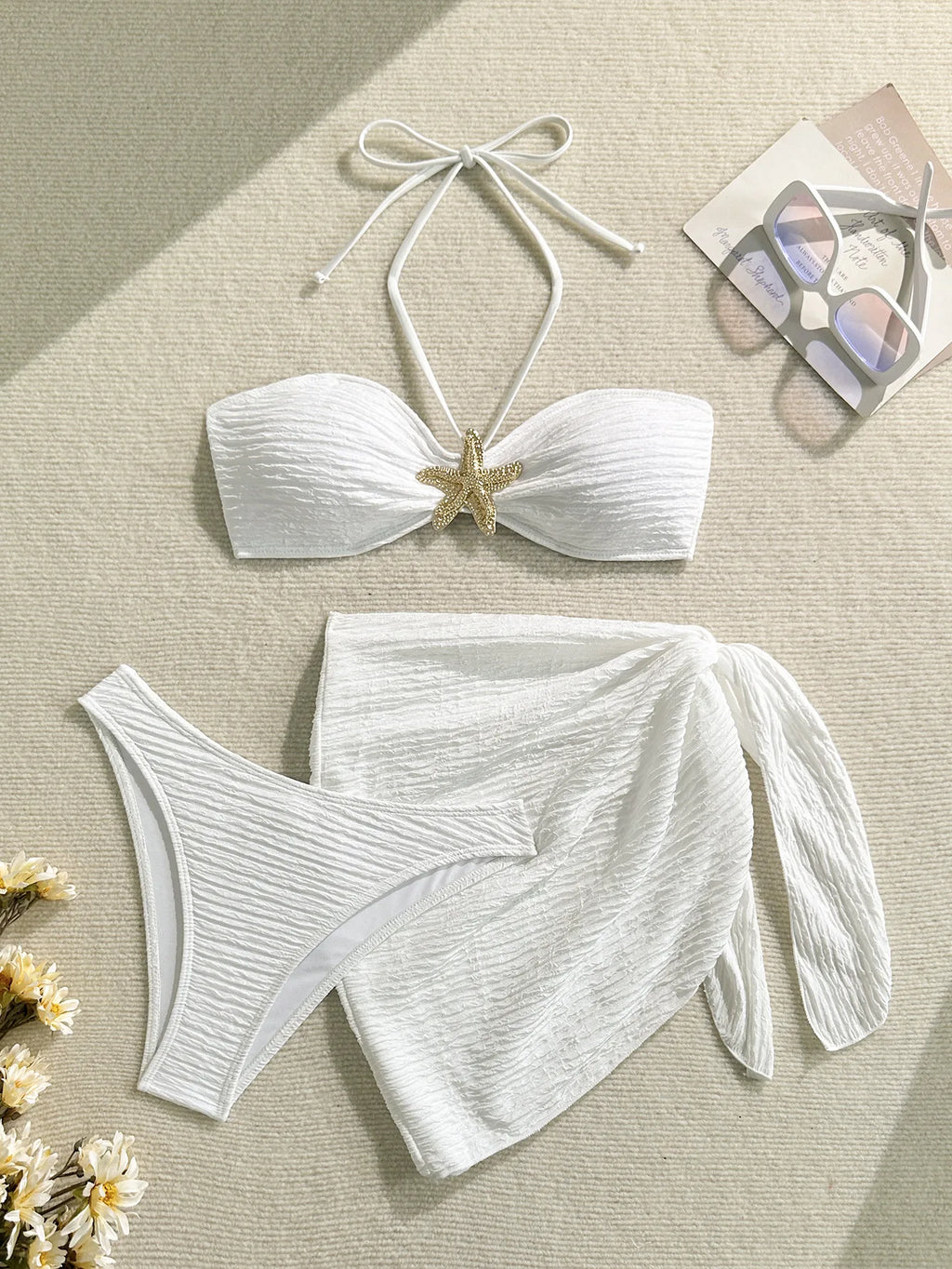 Bikini Bandeau 3 Pièces Femme | Maillot Côtelé Tendance 2026