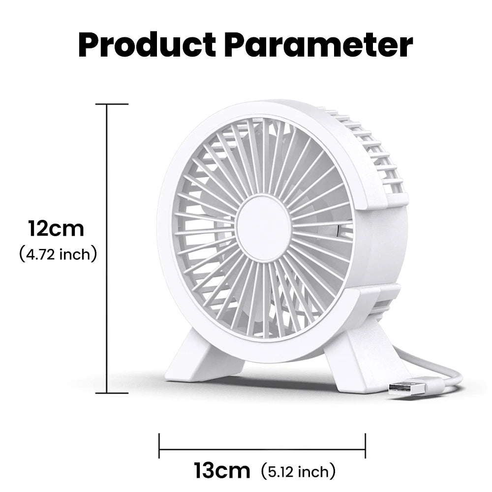 Ventilateur de Bureau USB Rechargeable — Puissant & Silencieux
