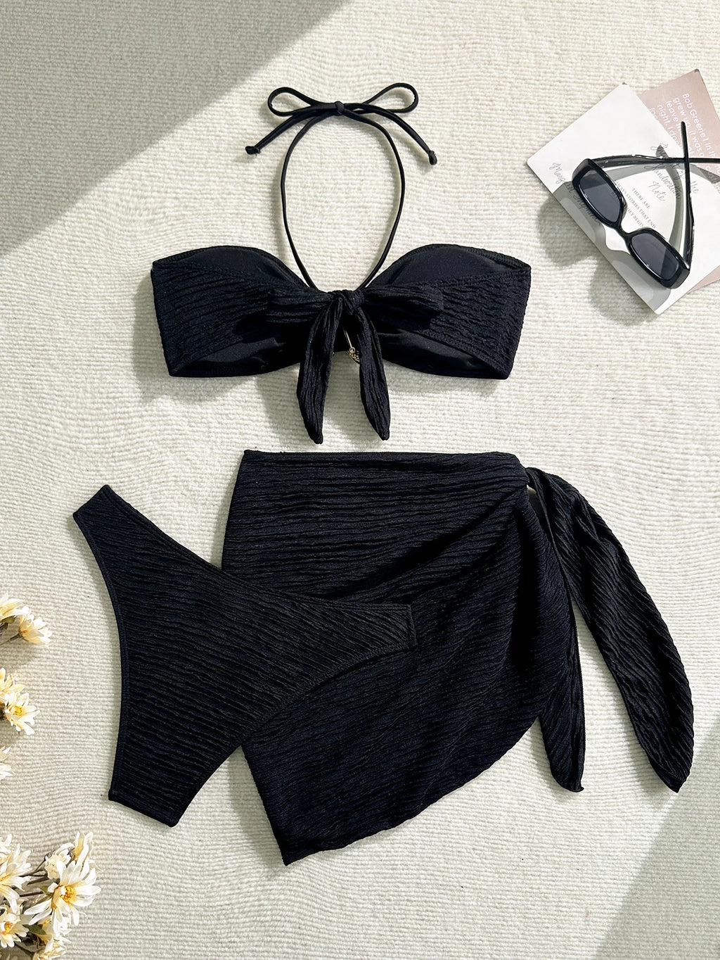 Bikini Bandeau 3 Pièces Femme | Maillot Côtelé Tendance 2026