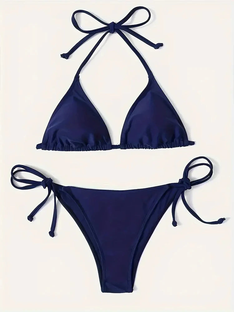 Bikini String Triangle Femme | Bandage Sexy Bleu Marine