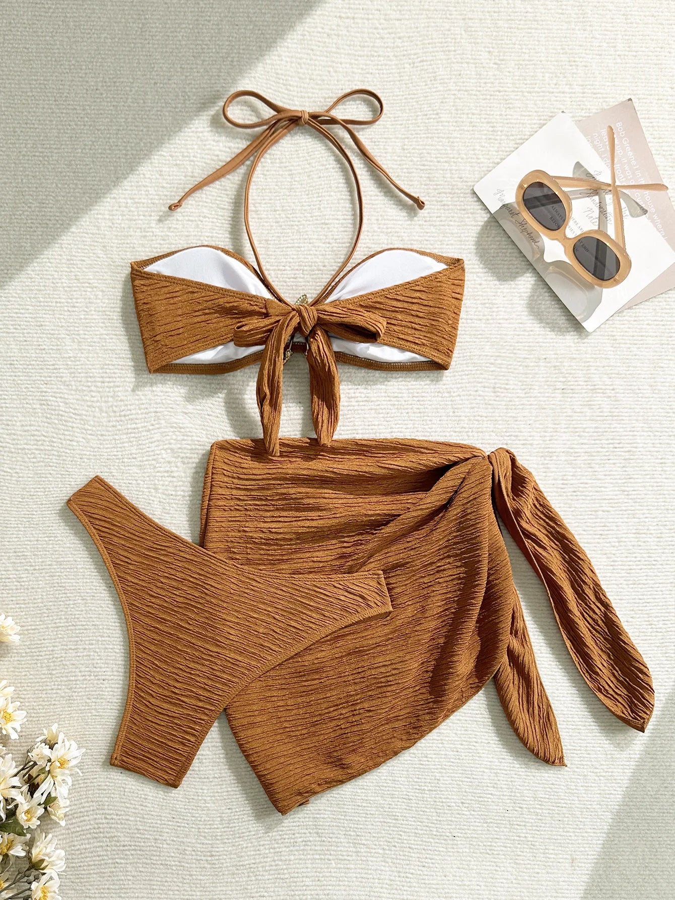 Bikini Bandeau 3 Pièces Femme | Maillot Côtelé Tendance 2026